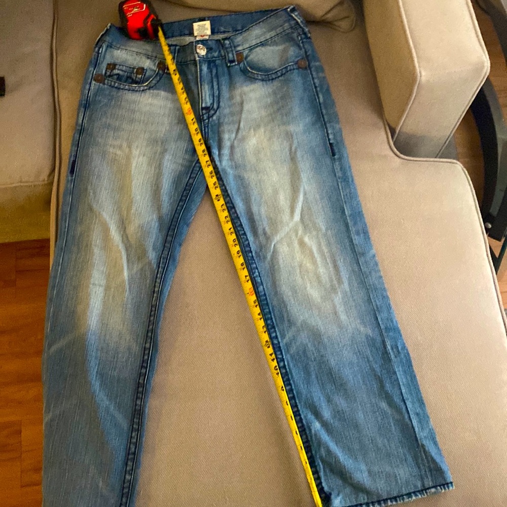 True Religion jeans size 34 waist and hemmed professionally to 28”.